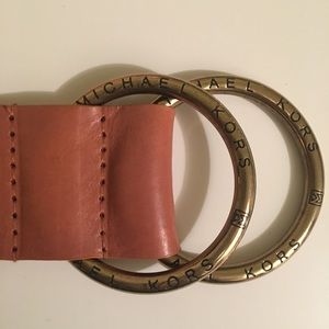 Michael Kors-Double O’Ring Leather Belt-Tan